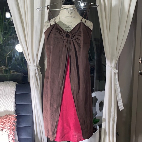 Ella Moss Dresses & Skirts - Ella Moss brown & pink spaghetti strap sleeveless summer spring dress size 2​